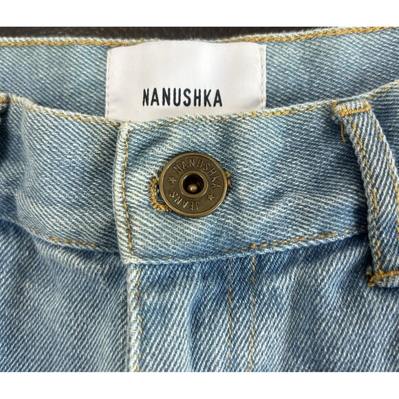 Nanushka 100% Cotton High Waist Straight Leg Wide Blue Jeans Size 27 - Picture 5 of 7